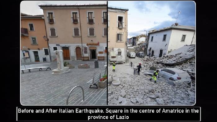 شهر ویران شده بر اثر زلزله در ایتالیا